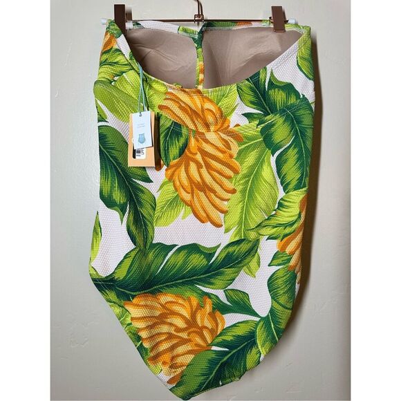 Kona Sol Strapless Banana Print Twist Front Swimsuit Size Medium New - Picture 6 of 7
